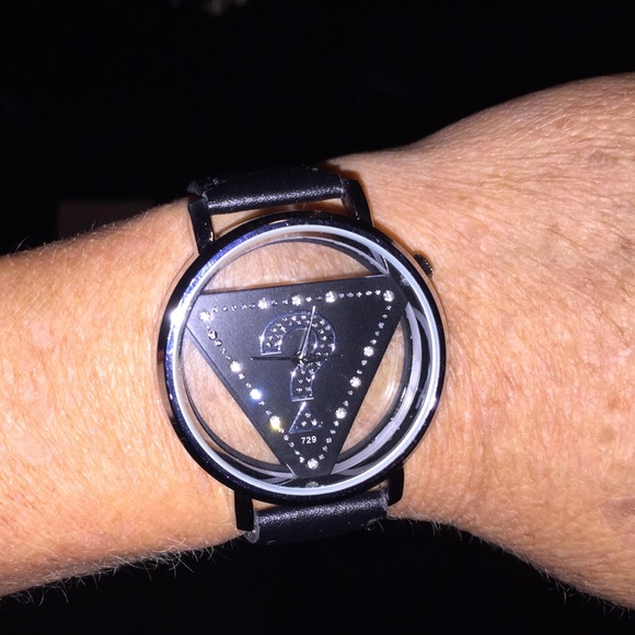 Black leather watch