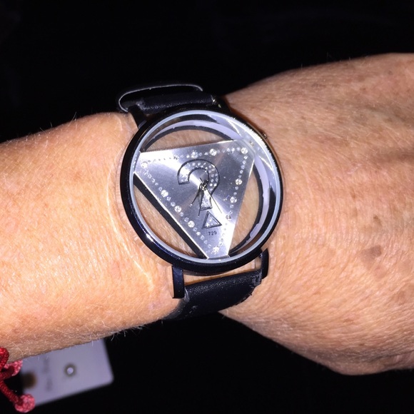 Black leather watch