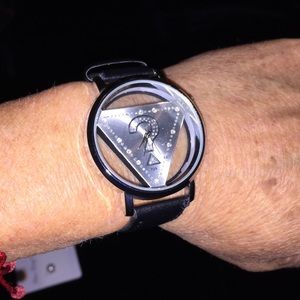 Black leather watch