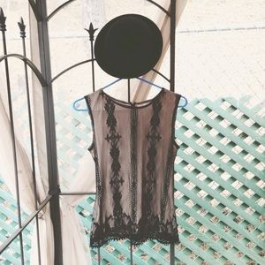• Sleeveless Lace Blouse • Black/Nude •