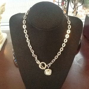 Silver with large rhinestone necklace