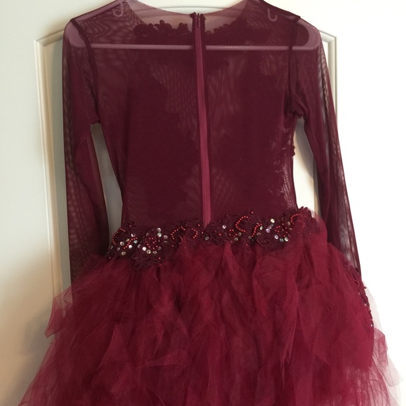 *CUSTOM MADE* Burgundy Sheer Sequin Dress - Picture 3 of 4