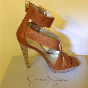 Jessica Simpson caramel gladiator heels in size 8.