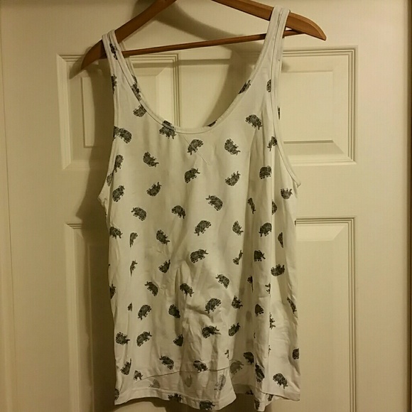 Tank Top by Mudd. White with Gray Elephants Size L