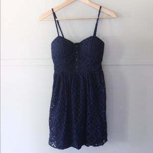 Navy Blue Dress with heart-line top