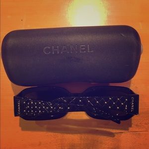 Chanel quilted black sunglasses