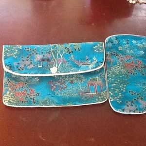 Silk purse with matching sunglasses case