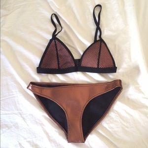 Metallic Bronze Neoprene Bikini Set