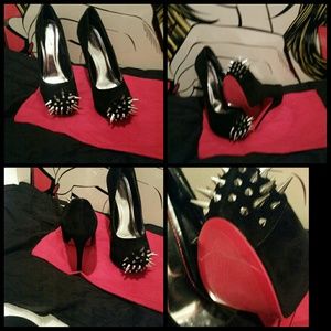 Alba blk/slv Spike heel pumps