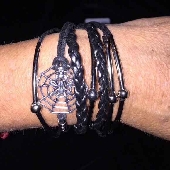Black leather bracelet
