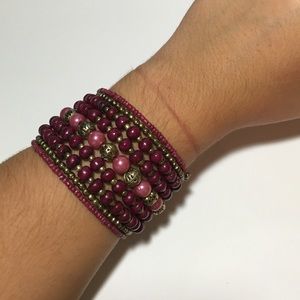 Fuchsia and gold bracelet