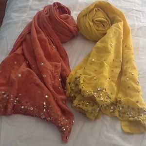 Cost plus sequined scarfs