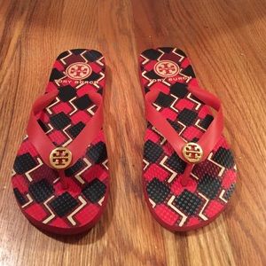 Tory Burch Red/Blue Flip Flops Size 6.5