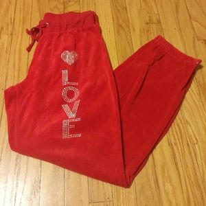 Red sweat pants