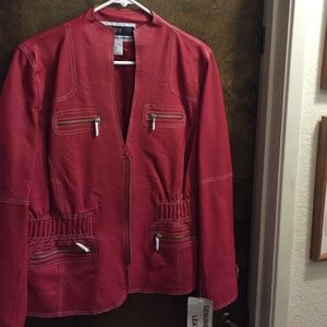 RED leather jacket.