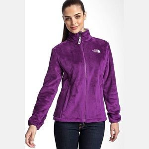 purple fuzzy north face jacket