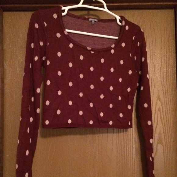 Red With White Polkadots Half Shirt