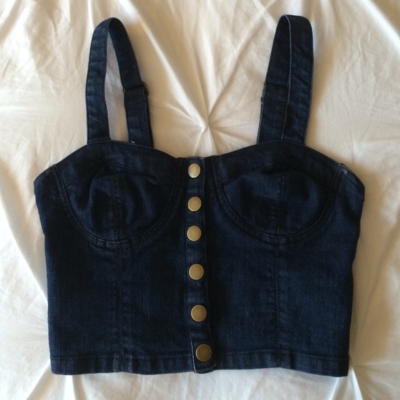 Tops - *WORN ONCE* XS Denim Crop Top