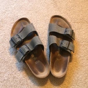Taupe-colored Birkenstock sandals