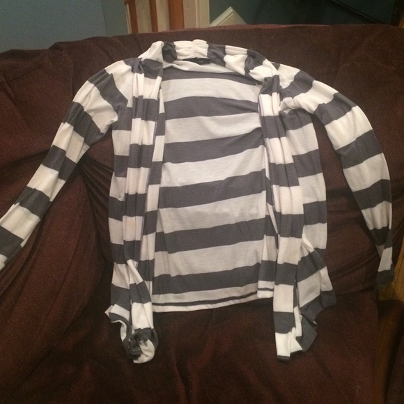 Grey and white striped sweater