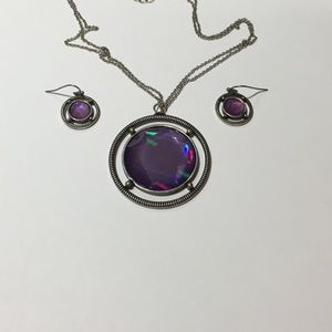 Purple necklace and earring set