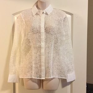 White sheer Geoffrey Beene Blouse