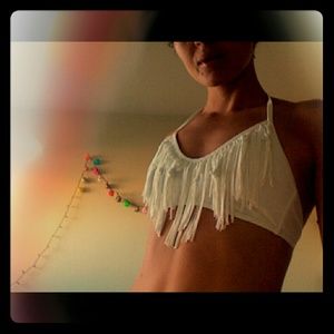 White frindge bikini top by L*Space