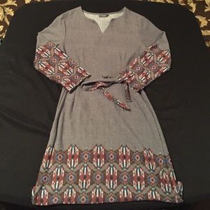 Grey and tribal sweater dress