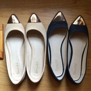 2 Pairs of Metallic Toe Flats