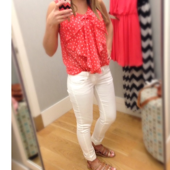 Bow front polka dot top