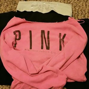 Pink, sweat pants M sweater M