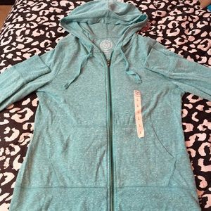 Light blue hooded zip up