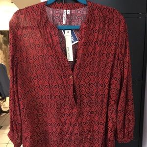 Red black blouse tunic top