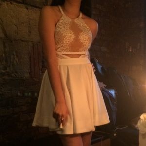 White Mesh Lace Dress