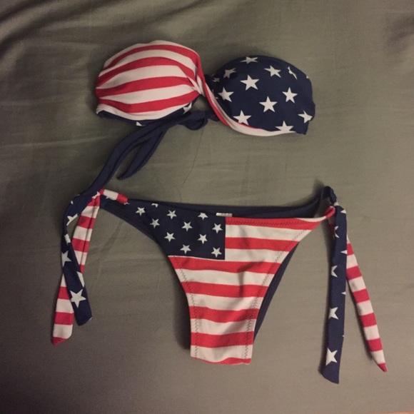 American flag strapless bikini