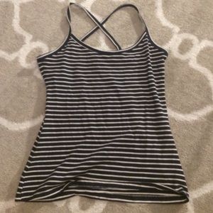 navy blue and white tank top