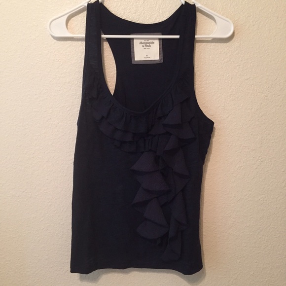 Navy Blue A&F Ruffled Tank Top