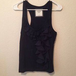 Navy Blue A&F Ruffled Tank Top