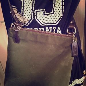 😍 Sold 😍😍COACH Army Green Suede Crossbody Bag
