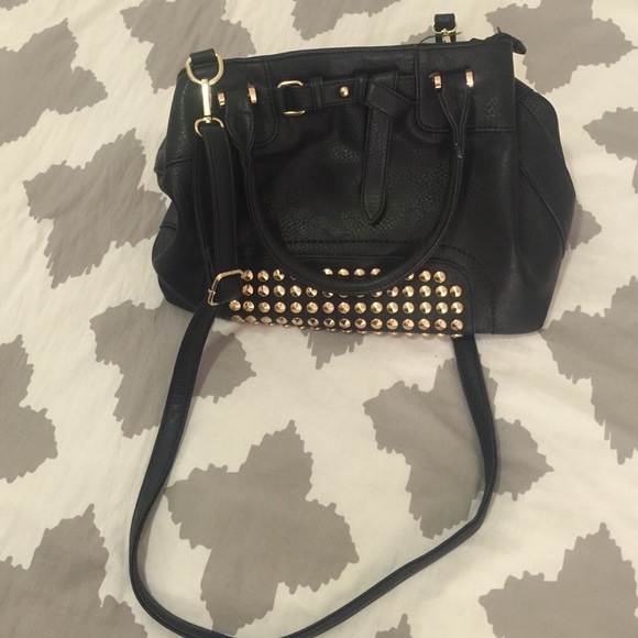 Black purse w Gold studs . Crossbody Purse
