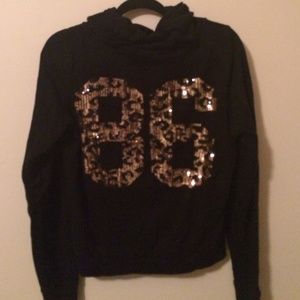 Black and Gold Leopard Sparkle Zip Up Sweatshirt