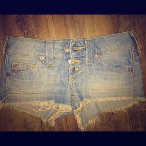True religion ripped Jean shorts