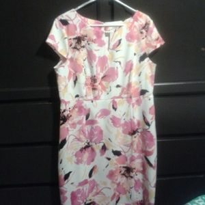 A beautiful pink, yellow, and black flowered dress