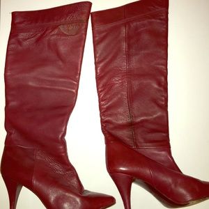 Red tall boots made in Spain