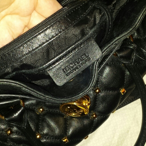 Michael Kors Black Hamilton Quilted Studded Tote - Picture 3 of 4