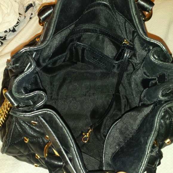 Michael Kors Black Hamilton Quilted Studded Tote - Picture 4 of 4