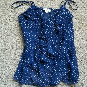 Navy blue white polka dot layer tank