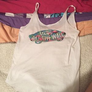 vans off the wall tank colorful Hawaiian logo