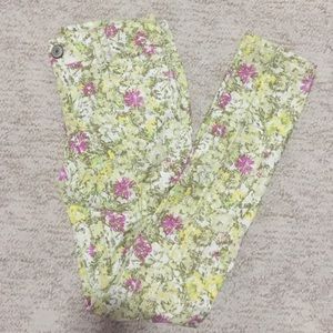 abstract floral skinny jeans