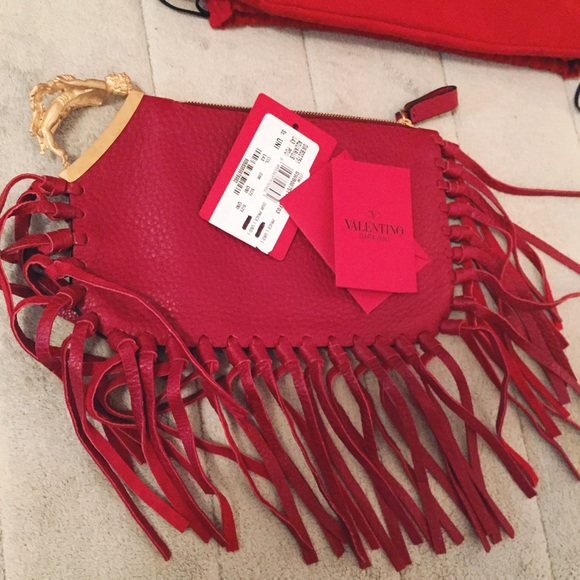 PristineValentinoFringedGoldAquarius CRockeeClutch